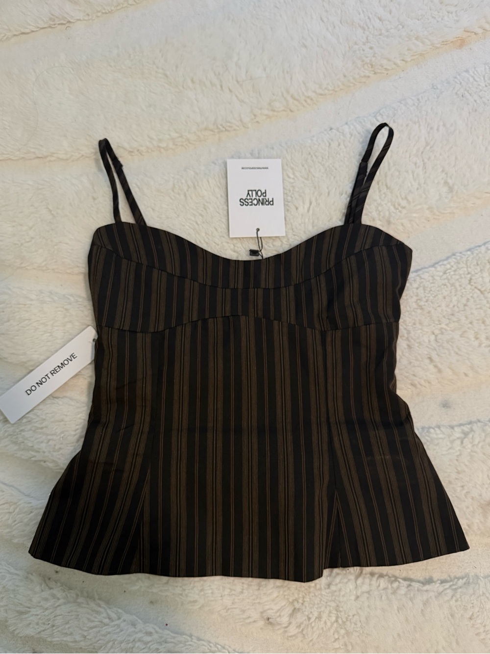 Princess Polly Black and Brown Striped Bustier Cami